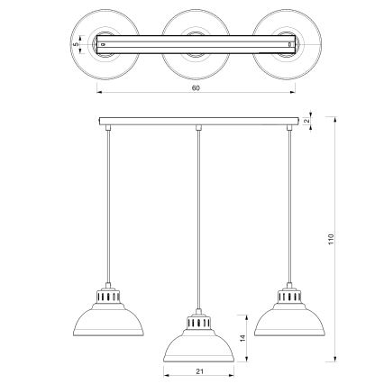 Luster na sajli SVEN 3xE27/15W/230V siva