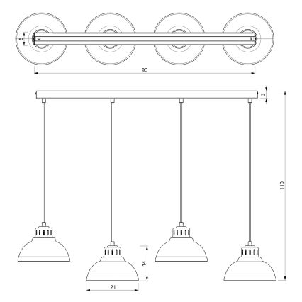 Luster na sajli SVEN 4xE27/15W/230V bež