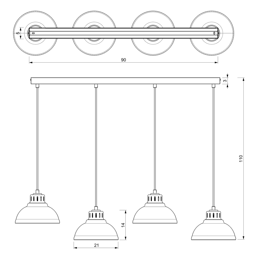 Luster na sajli SVEN 4xE27/15W/230V bež