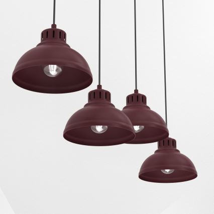 Luster na sajli SVEN 4xE27/15W/230V bordo