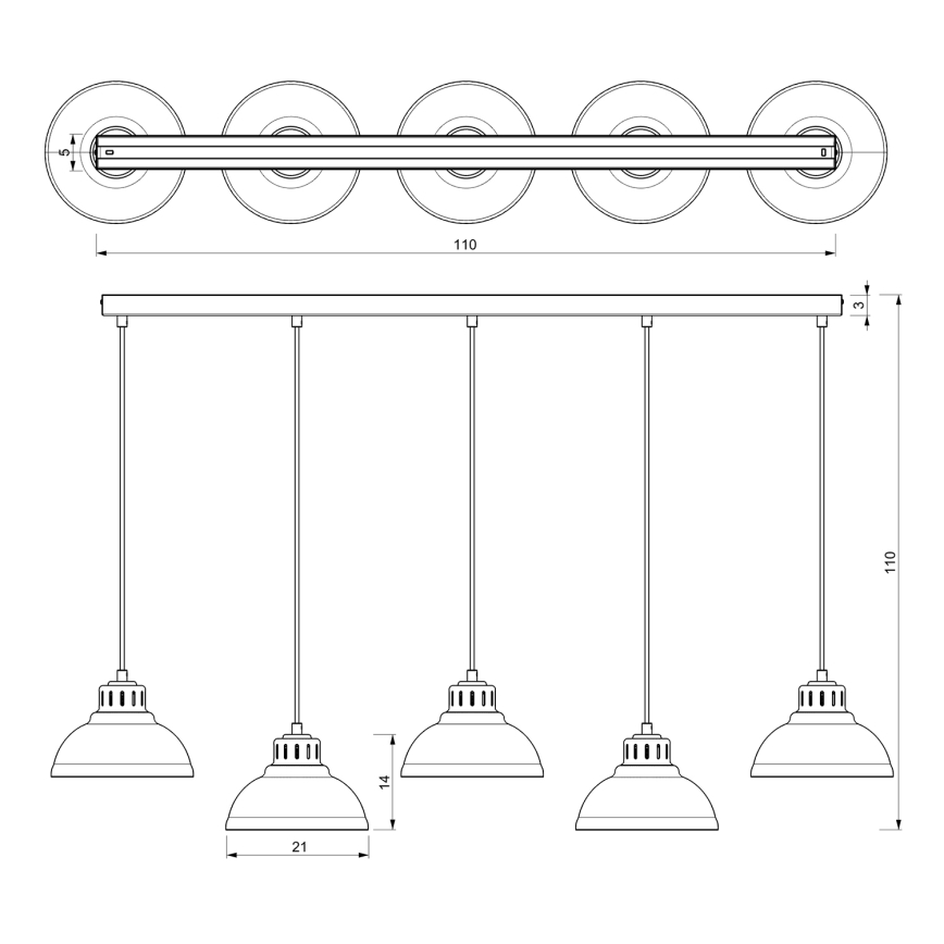 Luster na sajli SVEN 5xE27/15W/230V mesing