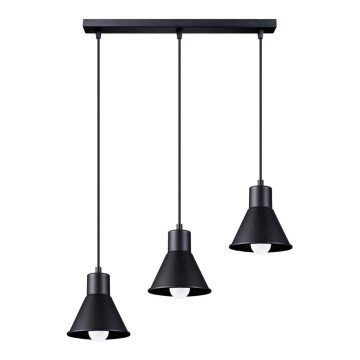 Luster na sajli TALEJA 3xE27/60W/230V crne boje