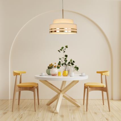 Luster na sajli TAMI, 1xE27/60W/230V, prečnik 40 cm, bež/zlatna