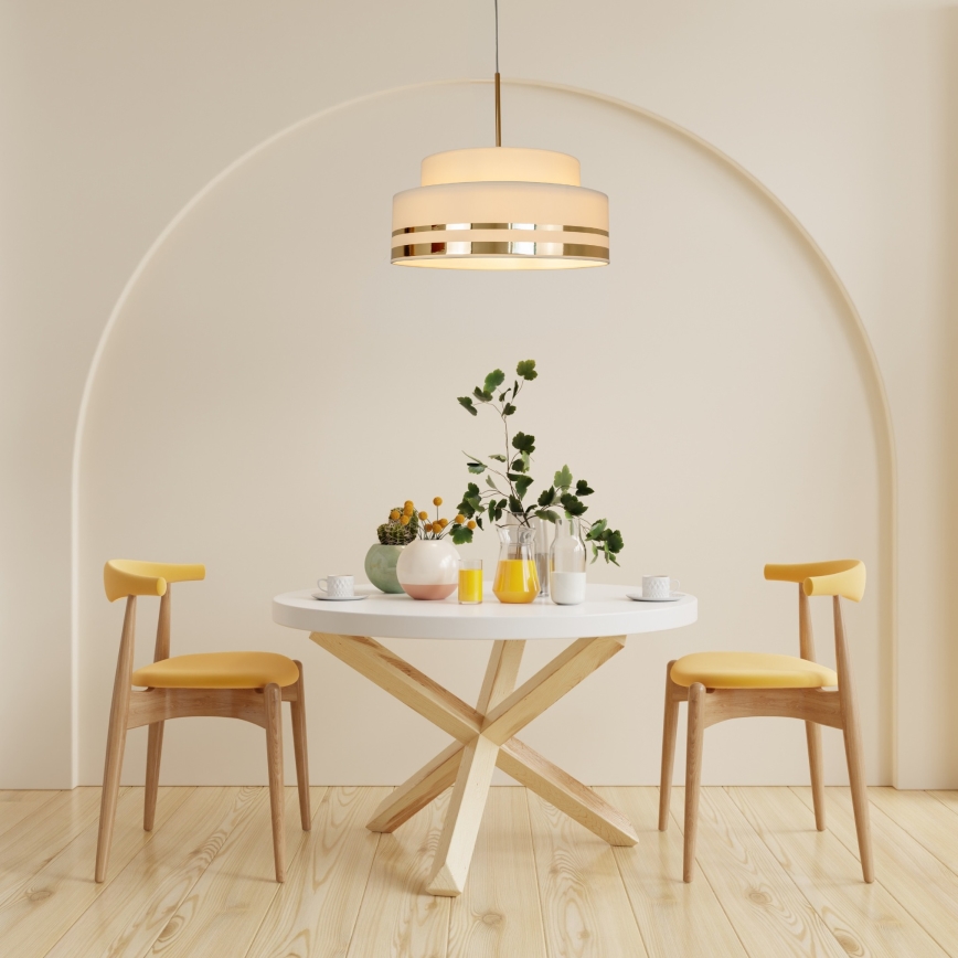 Luster na sajli TAMI, 1xE27/60W/230V, prečnik 40 cm, bež/zlatna