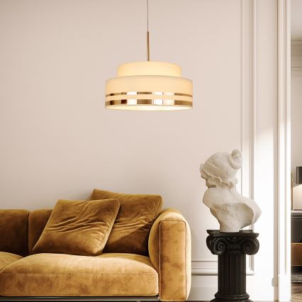 Luster na sajli TAMI, 1xE27/60W/230V, prečnik 40 cm, bež/zlatna