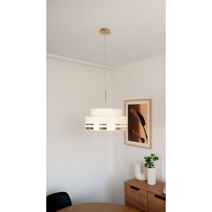 Luster na sajli TAMI, 1xE27/60W/230V, prečnik 40 cm, bež/zlatna