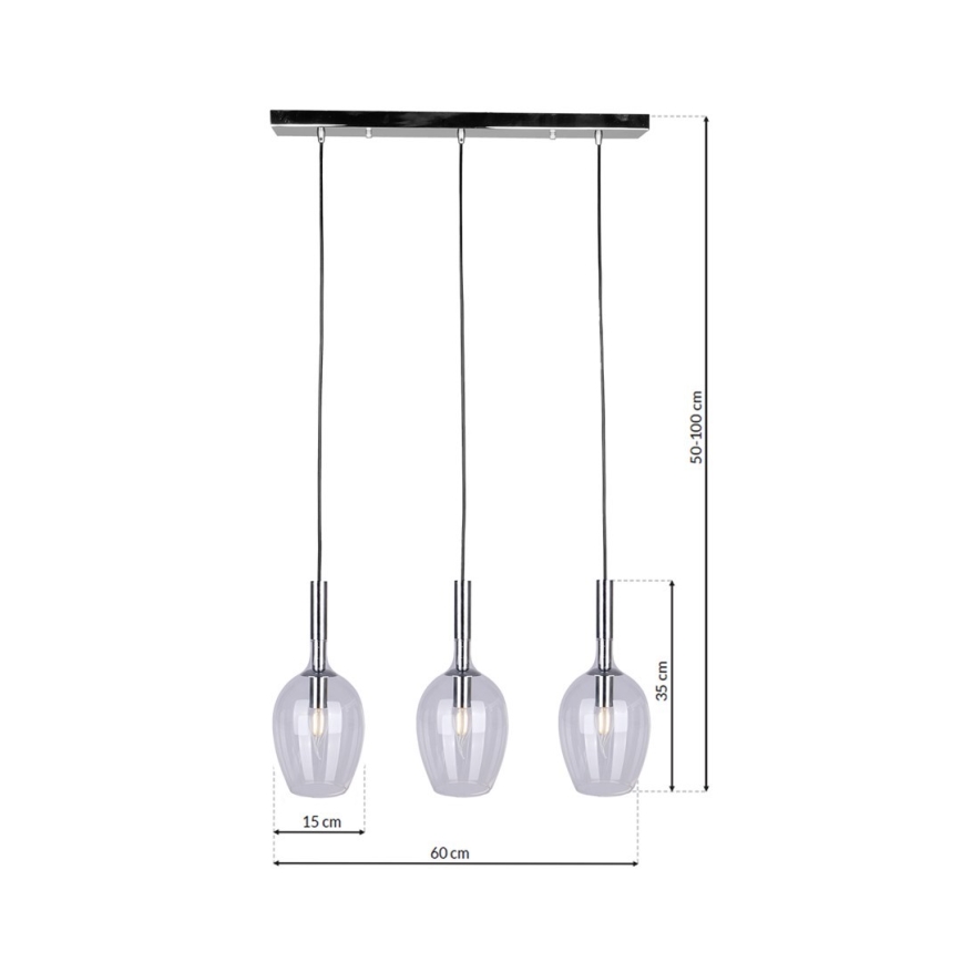 Luster na sajli TANGO 3xE14/40W/230V proziran