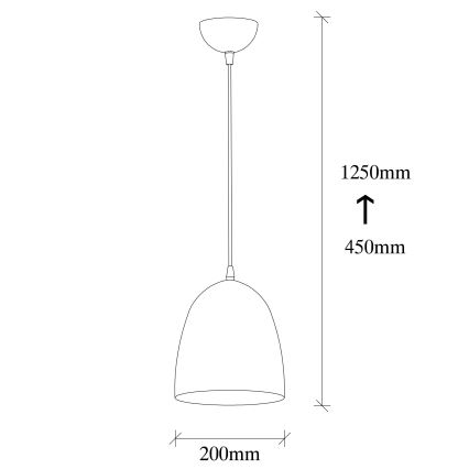 Luster na sajli TATTOO 1xE27/40W/230V, prečnik 20 cm, crne boje