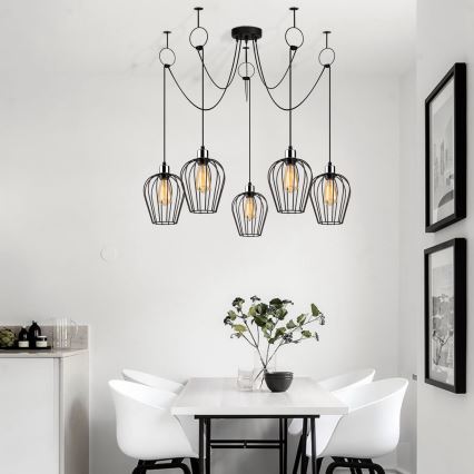 Luster na sajli TEL 5xE27/40W/230V u stilu pauka