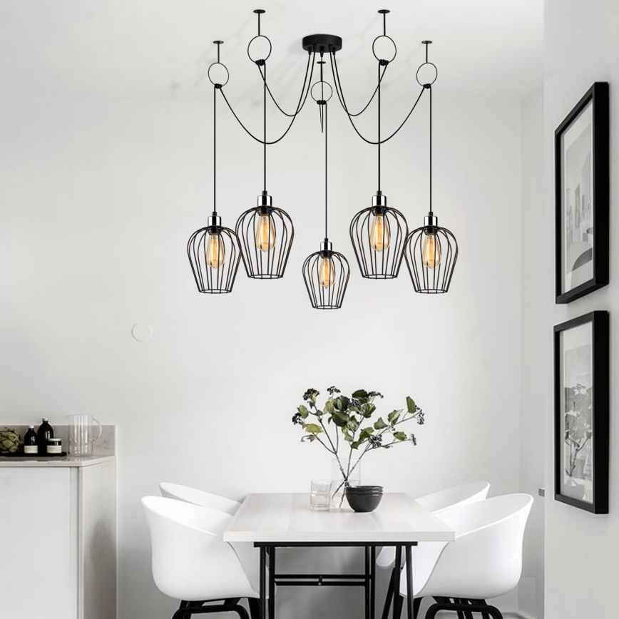 Luster na sajli TEL 5xE27/40W/230V u stilu pauka