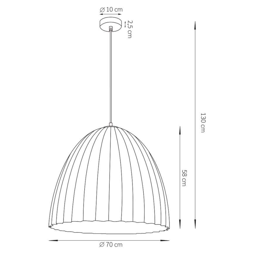 Luster na sajli TELMA 1xE27/60W/230V, prečnik 70 cm, crna/zlatna