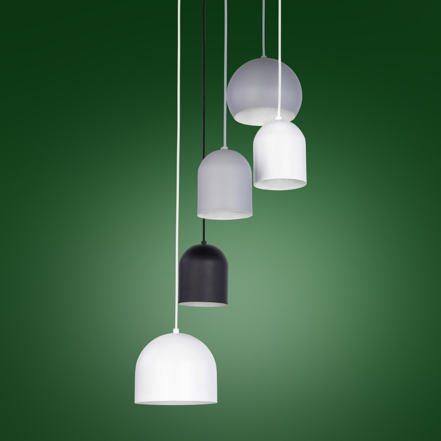 Luster na sajli TEMPRE 5xE27/15W/230V bela/siva/crna