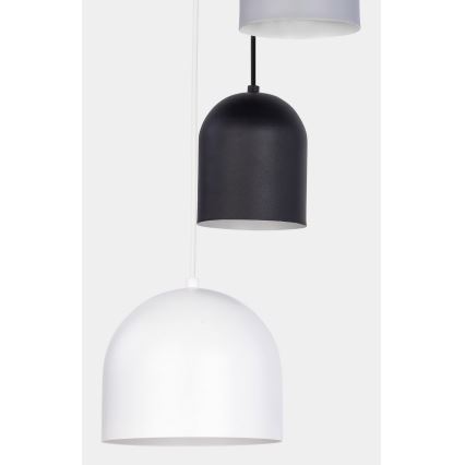 Luster na sajli TEMPRE 5xE27/15W/230V bela/siva/crna
