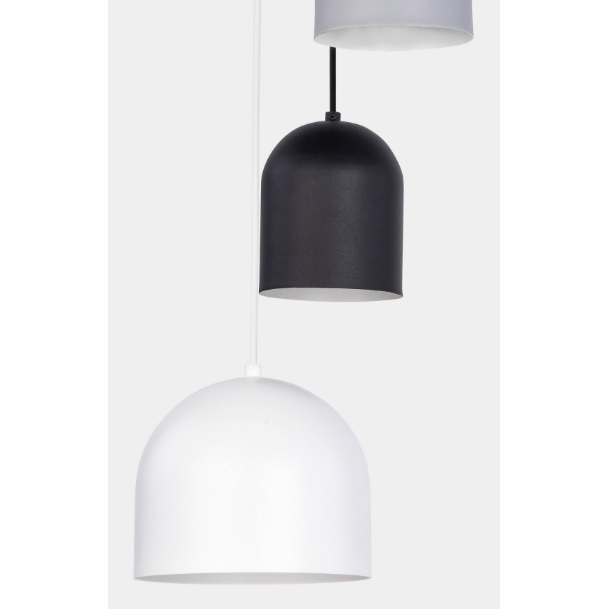Luster na sajli TEMPRE 5xE27/15W/230V bela/siva/crna