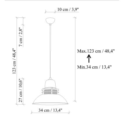 Luster na sajli TIBET 1xE27/40W/230V narandžasti
