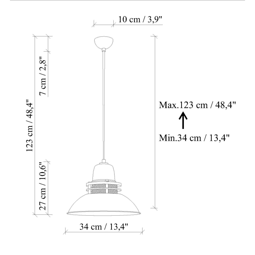 Luster na sajli TIBET 1xE27/40W/230V narandžasti