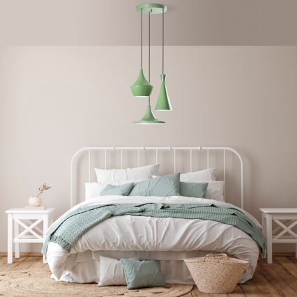 Luster na sajli TOM 3xE27/40W/230V, zelene boje