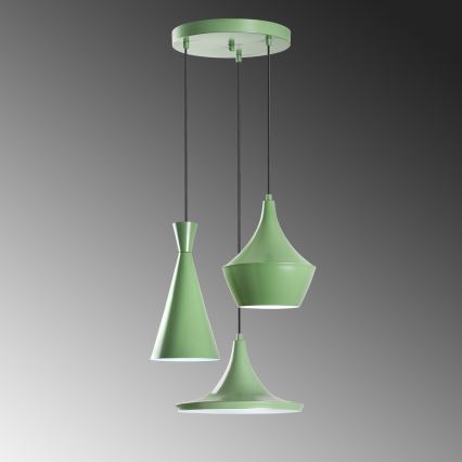 Luster na sajli TOM 3xE27/40W/230V, zelene boje