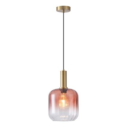 Luster na sajli TOPAZ 1xE27/15W/230V, crvena/zadimljena, prečnik 20 cm
