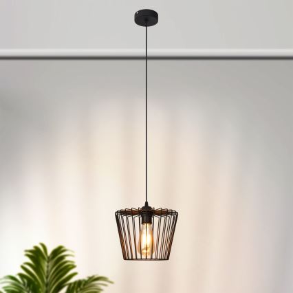 Luster na sajli TORRI 1xE27/15W/230V prečnika 23 cm crne boje