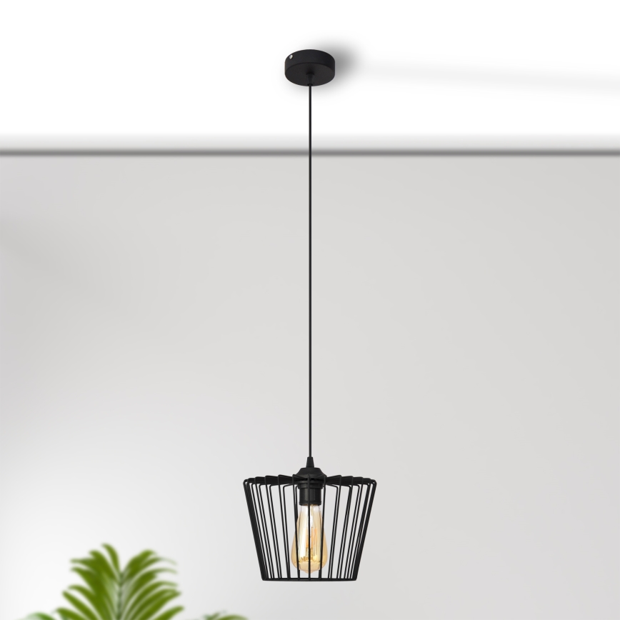 Luster na sajli TORRI 1xE27/15W/230V prečnika 23 cm crne boje