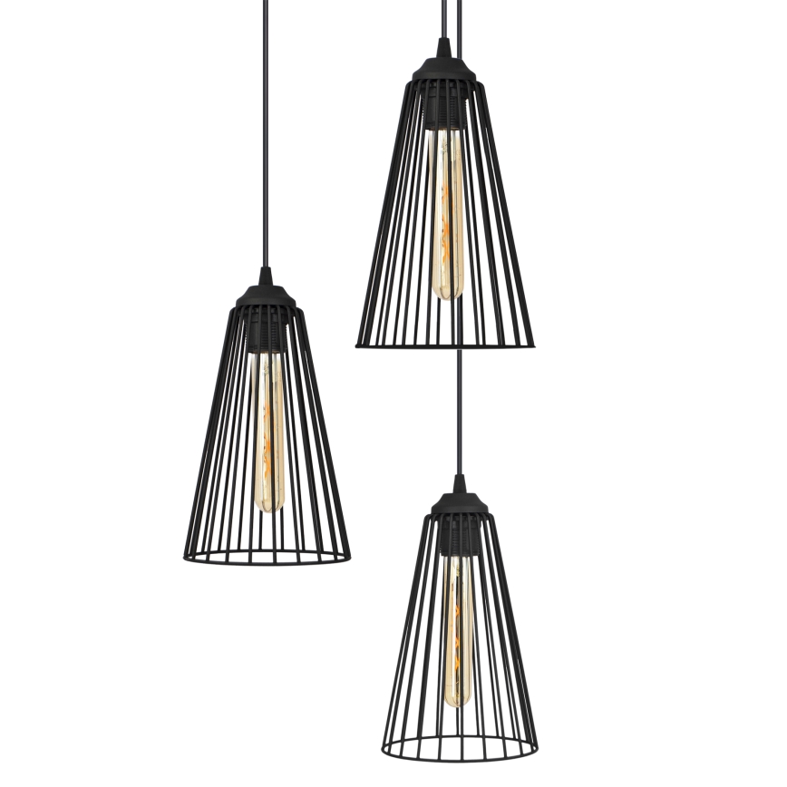 Luster na sajli TORRI 3xE27/15W/230V crni
