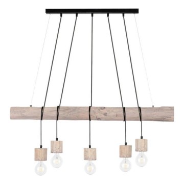Luster na sajli TRABO 5xE27/60W/230V borovina