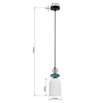 Luster na sajli TROPEA 1xE27/15W/230V crna/dimljeno-ljubičasta/plava/bela