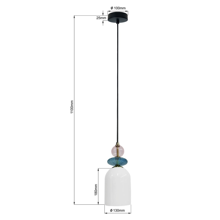 Luster na sajli TROPEA 1xE27/15W/230V crna/dimljeno-ljubičasta/plava/bela