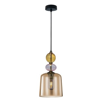 Luster na sajli TROPEA 1xE27/15W/230V crna/zadimljeno bež/ružičasta