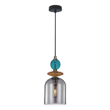 Luster na sajli TROPEA 1xE27/15W/230V crna/zadimljeno plava/bež