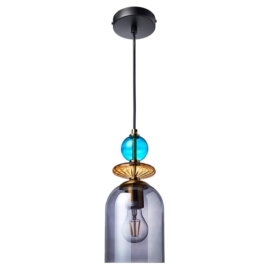 Luster na sajli TROPEA 1xE27/15W/230V crna/zadimljeno plava/bež