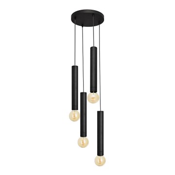 Luster na sajli TUBA 4xE27/15W/230V crni