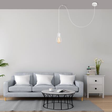 Luster na sajli TUBE 1xE27/15W/230V bela