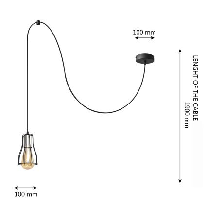Luster na sajli TUBE 1xE27/15W/230V crna/sjajni hrom