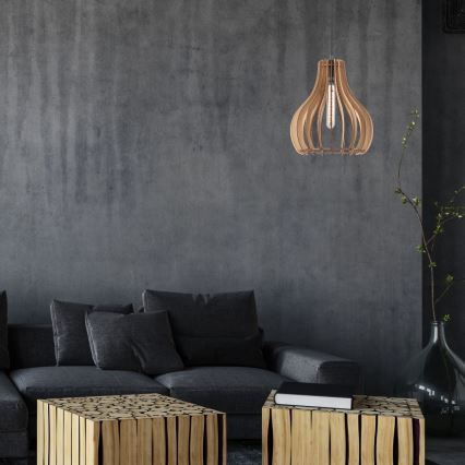 Luster na sajli TUCCI 1xE27/60W/230V, prečnik 29 cm, hrast