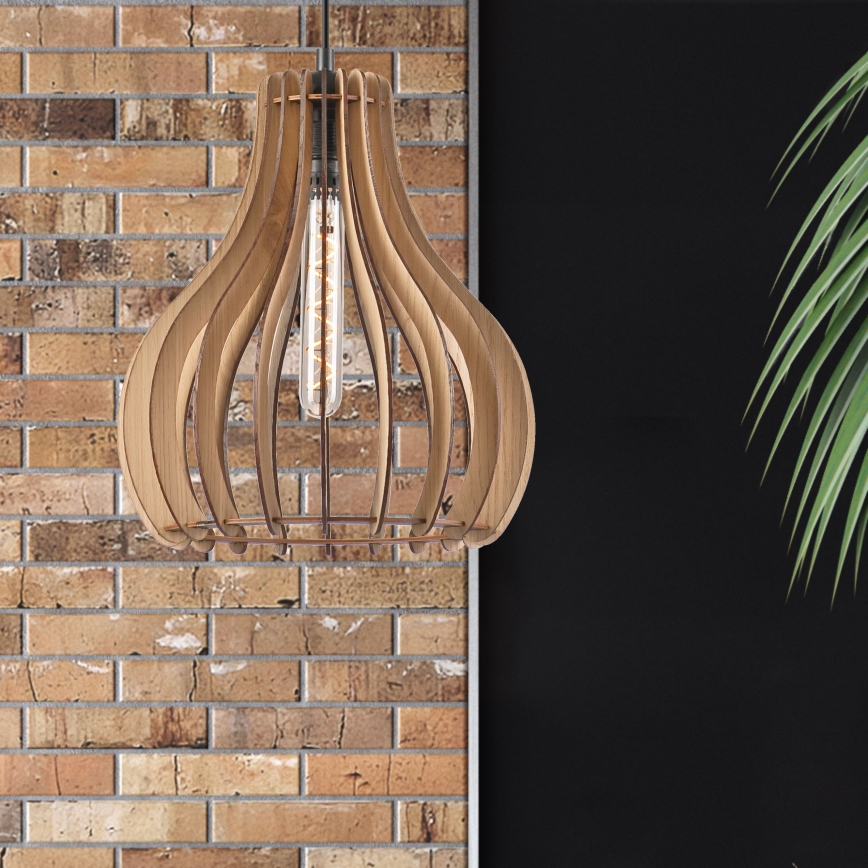 Luster na sajli TUCCI 1xE27/60W/230V, prečnik 29 cm, hrast