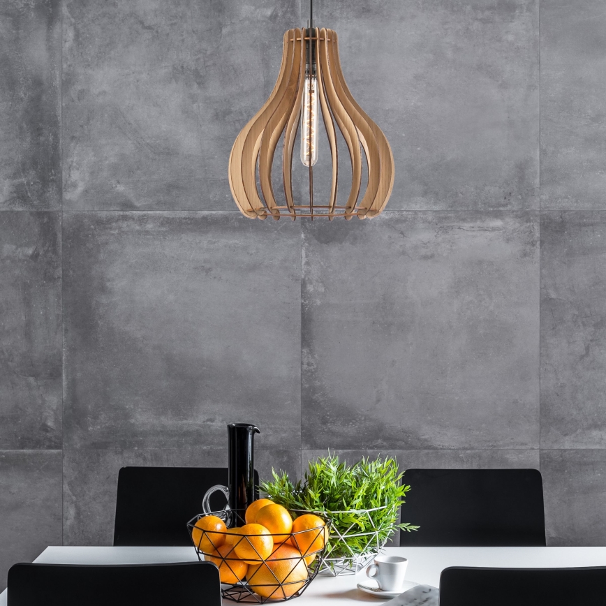 Luster na sajli TUCCI 1xE27/60W/230V, prečnik 29 cm, hrast