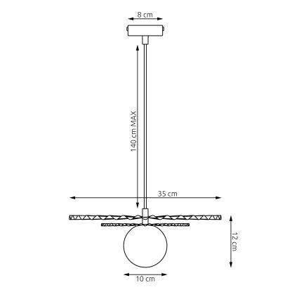 Luster na sajli UMBRA 1xG9/8W/230V crna/narandžasta
