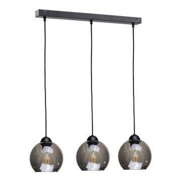Luster na sajli UNO 3xE27/60W/230V crna/zadimljena