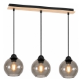 Luster na sajli UNO WOOD 3xE27/60W/230V crna/smeđa