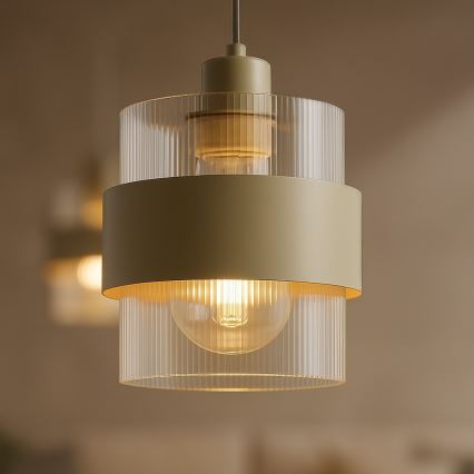Luster na sajli VALENTINO 1xE27/15W/230V bež/proziran