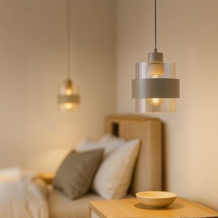 Luster na sajli VALENTINO 1xE27/15W/230V bež/proziran