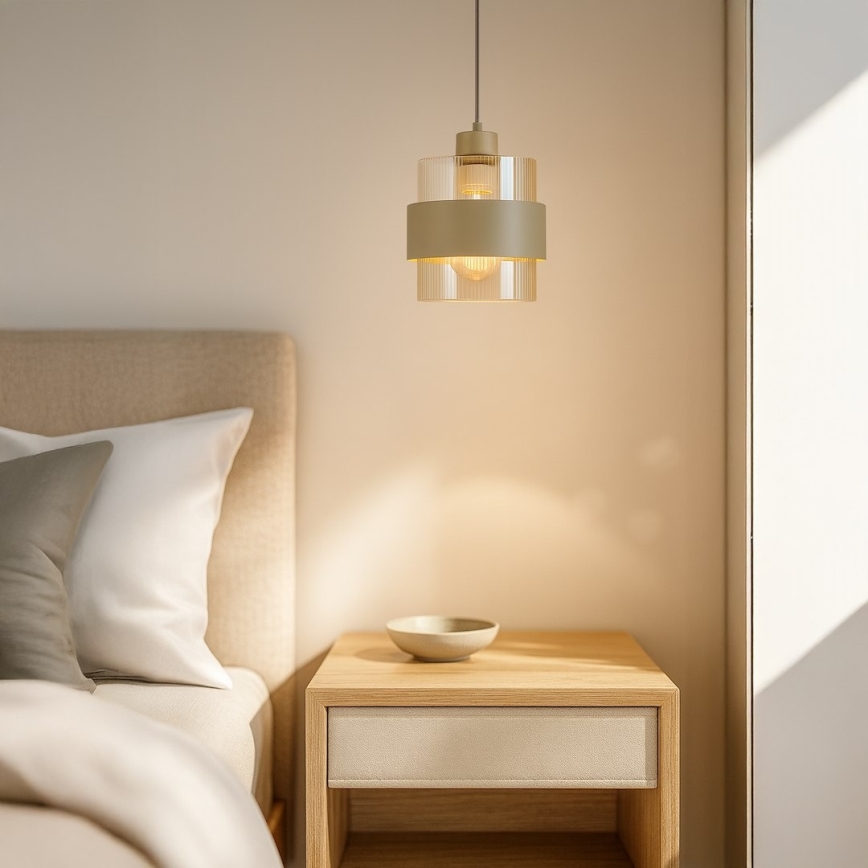Luster na sajli VALENTINO 1xE27/15W/230V bež/proziran