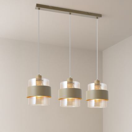 Luster na sajli VALENTINO 3xE27/15W/230V bež/transparentan