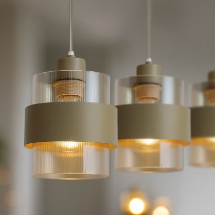 Luster na sajli VALENTINO 3xE27/15W/230V bež/transparentan