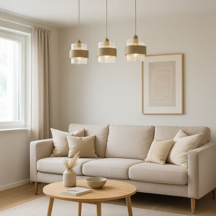 Luster na sajli VALENTINO 3xE27/15W/230V bež/transparentan