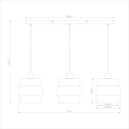 Luster na sajli VALENTINO 3xE27/15W/230V bež/transparentan