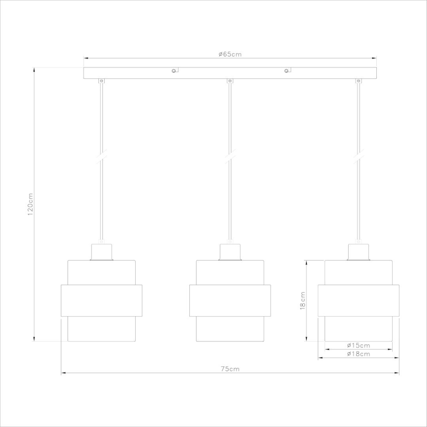 Luster na sajli VALENTINO 3xE27/15W/230V bež/transparentan