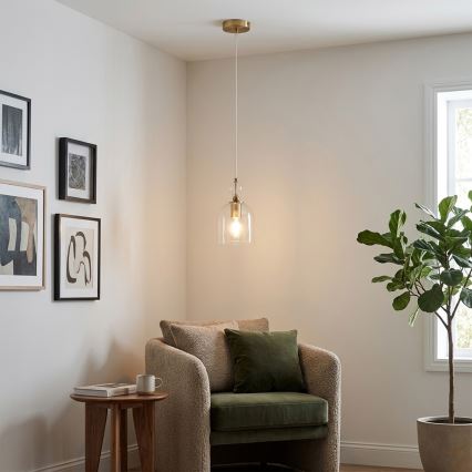 Luster na sajli VELARE 1xE27/15W/230V zlatna/prozirna